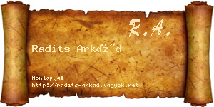 Radits Arkád névjegykártya